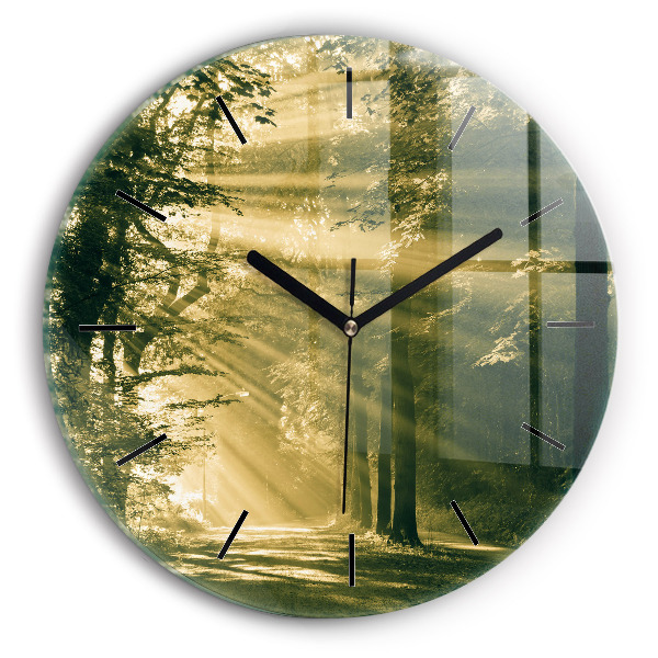 Horloge ronde Forêt des rayons du soleil