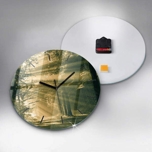Horloge ronde Forêt des rayons du soleil