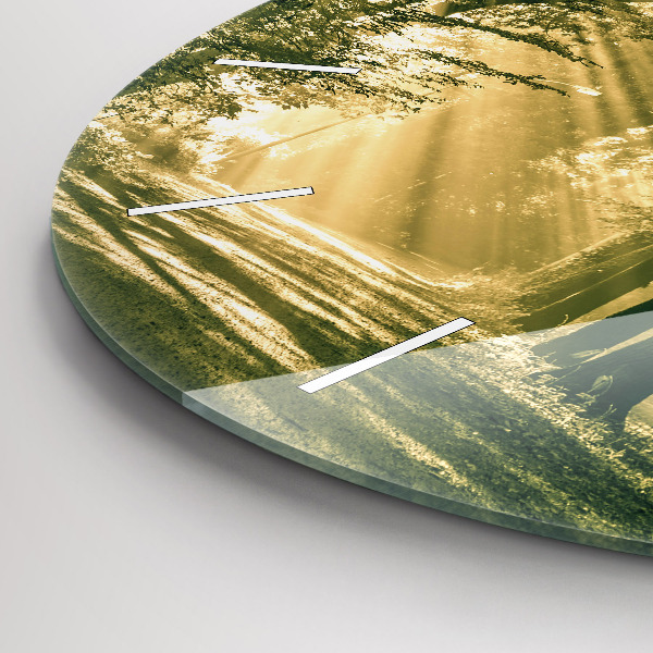 Horloge ronde Forêt des rayons du soleil