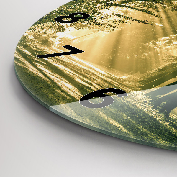 Horloge ronde Forêt des rayons du soleil