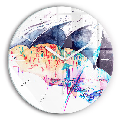 Horloge ronde Parapluie et ville