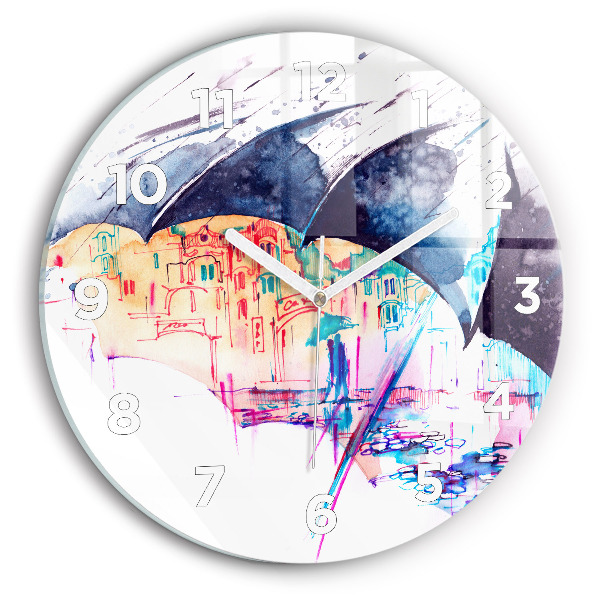 Horloge ronde Parapluie et ville