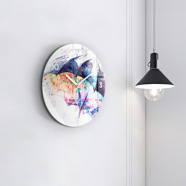 Horloge ronde Parapluie et ville