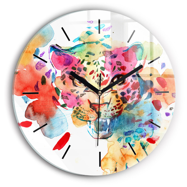 Horloge ronde Chat sauvage abstrait