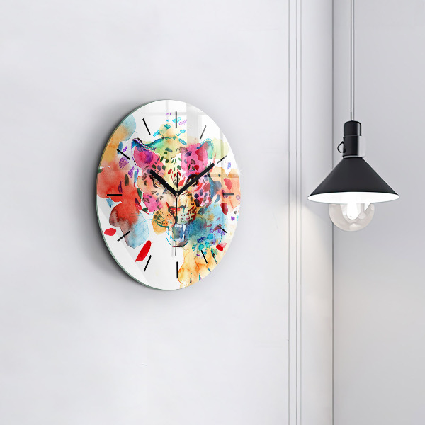 Horloge ronde Chat sauvage abstrait