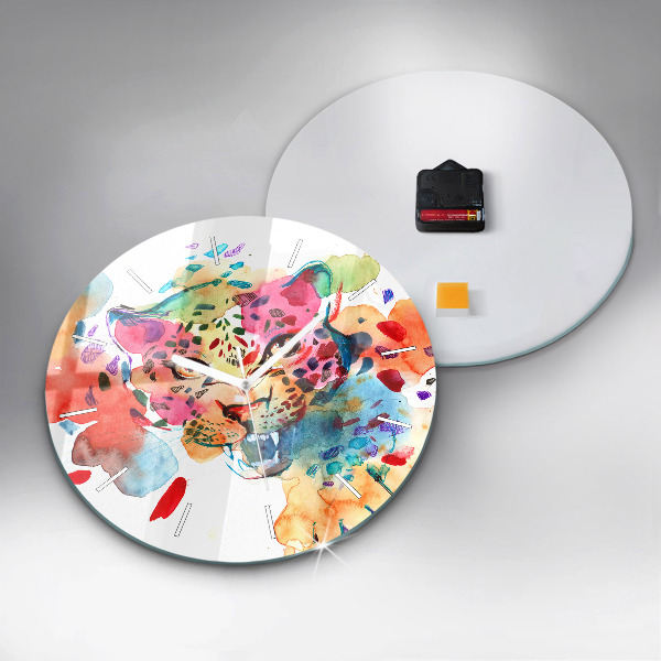 Horloge ronde Chat sauvage abstrait