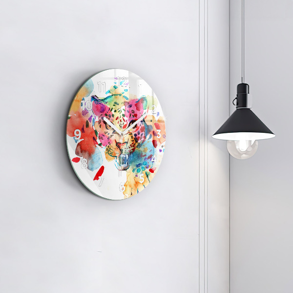 Horloge ronde Chat sauvage abstrait