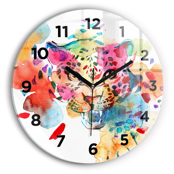 Horloge ronde Chat sauvage abstrait