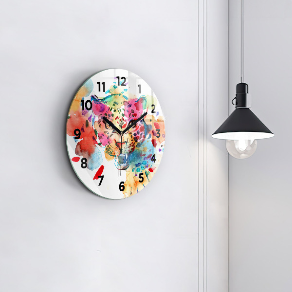 Horloge ronde Chat sauvage abstrait