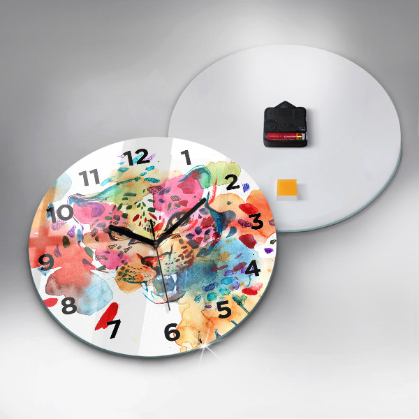 Horloge ronde Chat sauvage abstrait