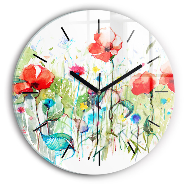 Horloge ronde Fleurs dans le pré