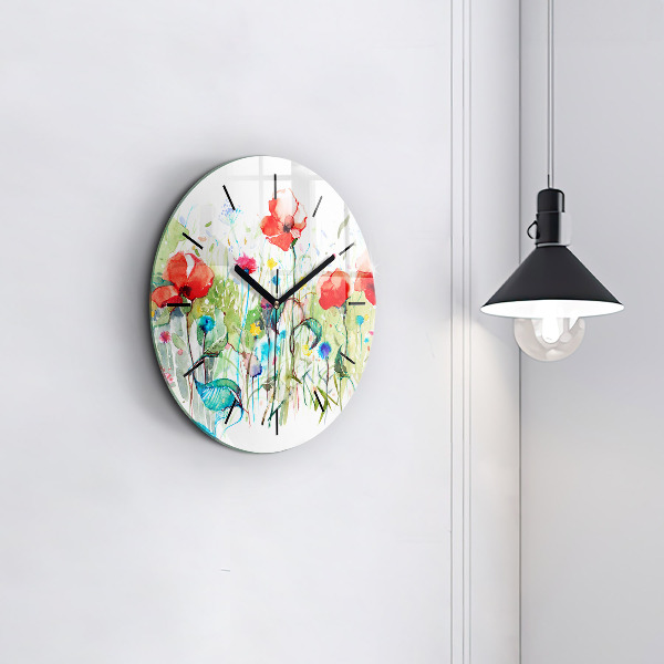 Horloge ronde Fleurs dans le pré