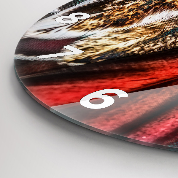 Horloge ronde 'Plumes d''oiseaux marron clair'