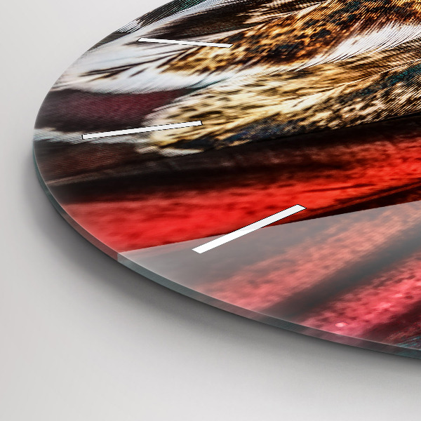 Horloge ronde 'Plumes d''oiseaux marron clair'