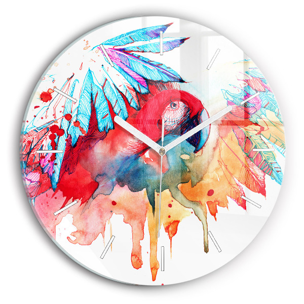 Horloge ronde Perroquet rouge coloré
