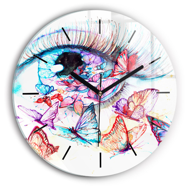 Horloge ronde Œil de papillon coloré