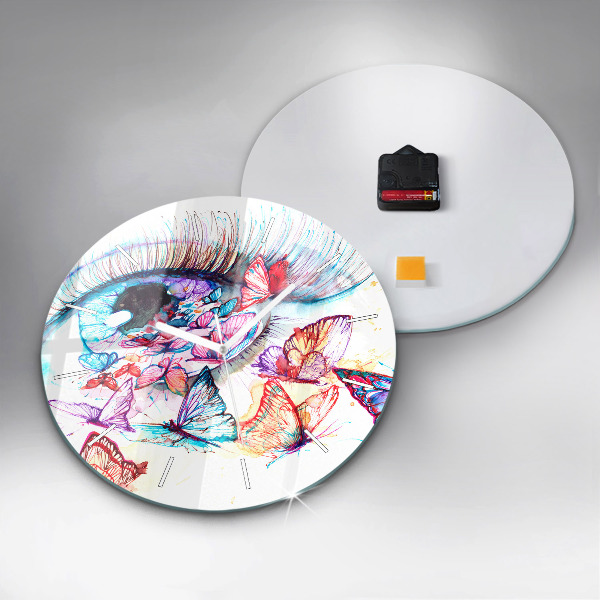 Horloge ronde Œil de papillon coloré