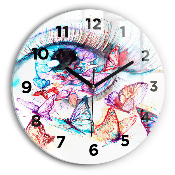Horloge ronde Œil de papillon coloré