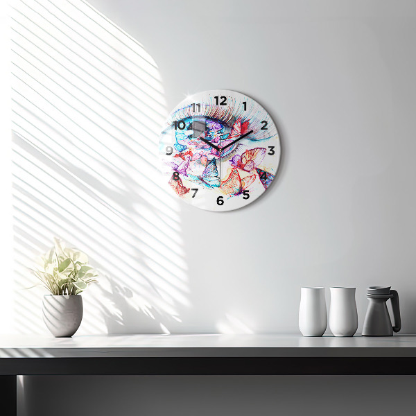 Horloge ronde Œil de papillon coloré