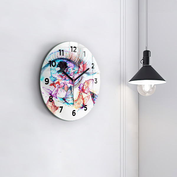 Horloge ronde Œil de papillon coloré