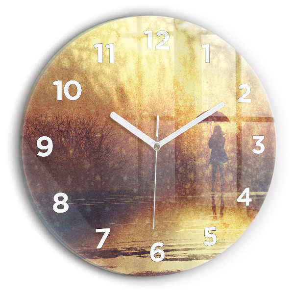 Horloge ronde femme avec parapluie