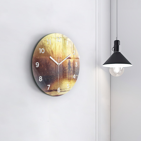Horloge ronde femme avec parapluie