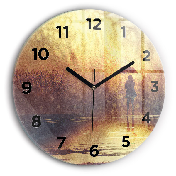 Horloge ronde femme avec parapluie