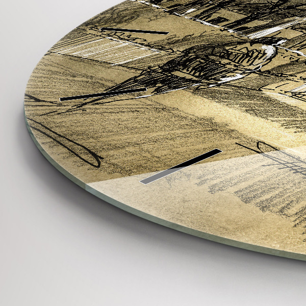 Horloge ronde Parc et arbres en sépia