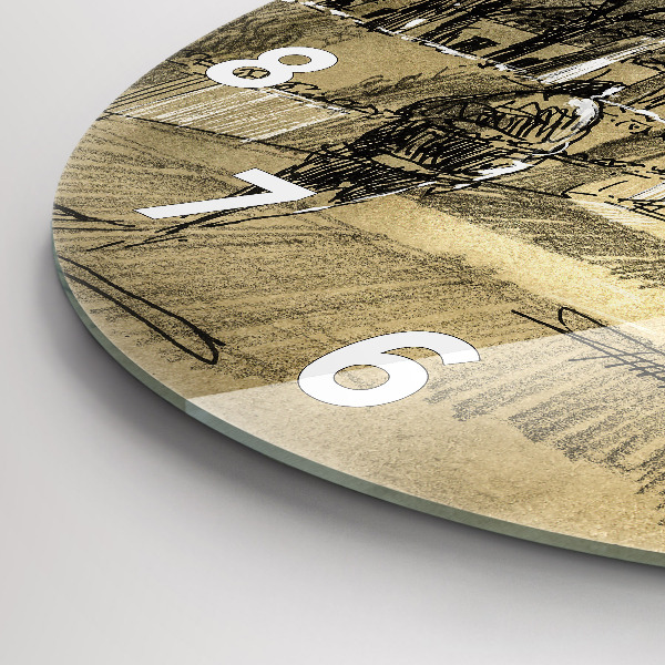 Horloge ronde Parc et arbres en sépia