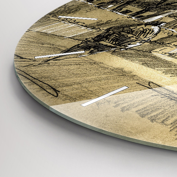 Horloge ronde Parc et arbres en sépia