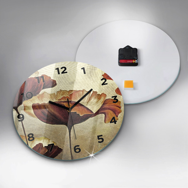 Horloge ronde Coquelicots peints