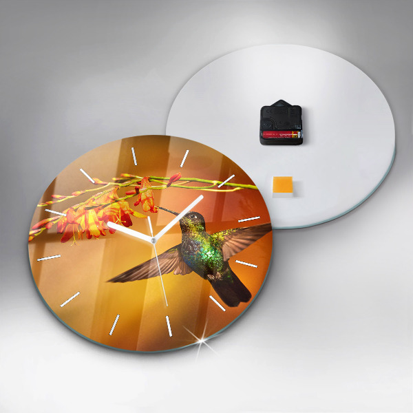 Horloge ronde oiseau colibri