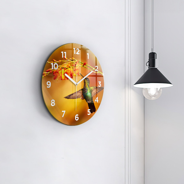 Horloge ronde oiseau colibri