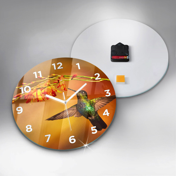 Horloge ronde oiseau colibri