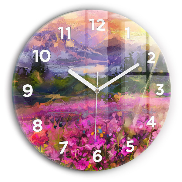 Horloge ronde Paysage de nature et de fleurs