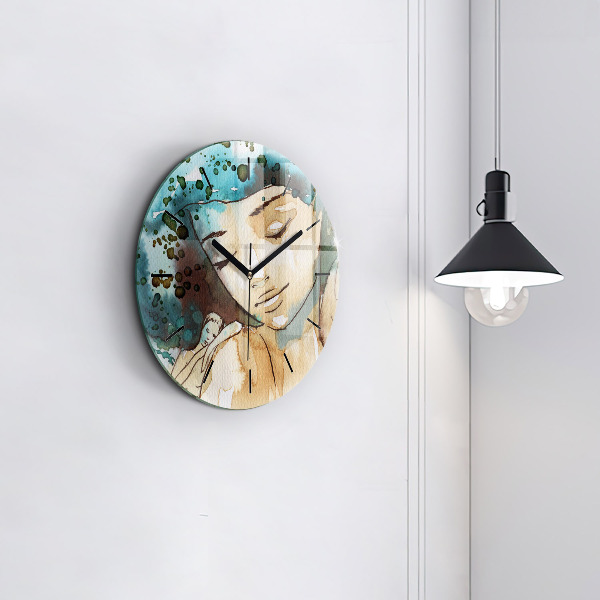 Horloge ronde Femme abstraite