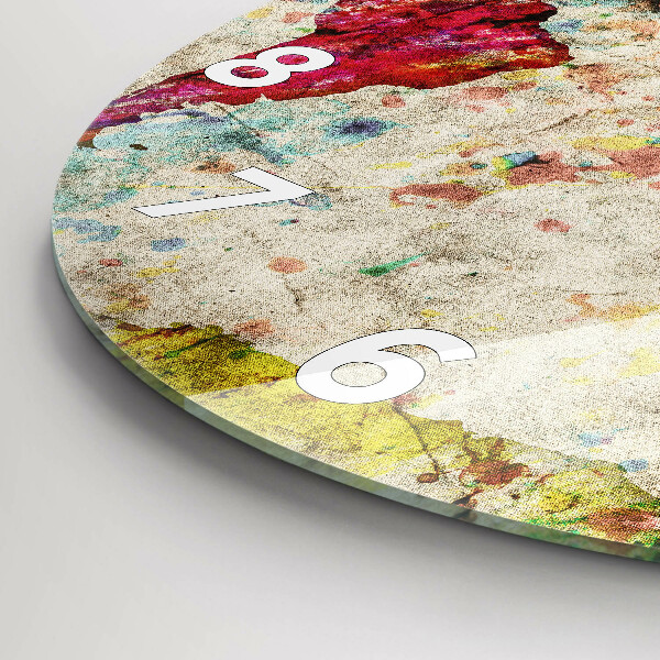 Horloge ronde Carte du monde colorée