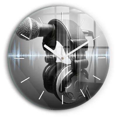 Horloge ronde Microphone et casque