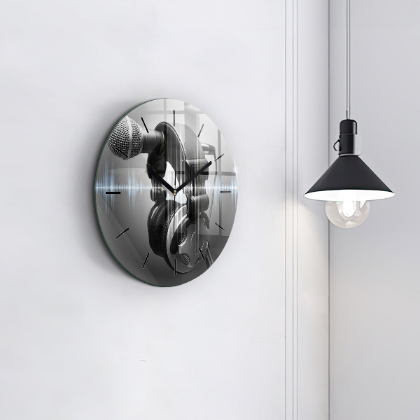 Horloge ronde Microphone et casque