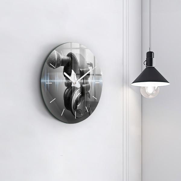 Horloge ronde Microphone et casque