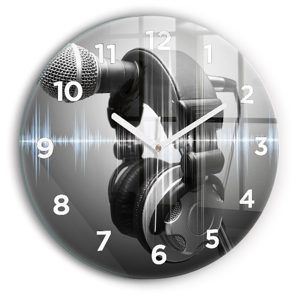 Horloge ronde Microphone et casque