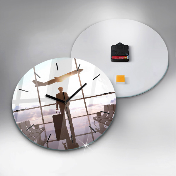 Horloge ronde 'Homme à l''aéroport'