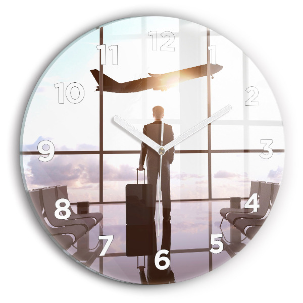 Horloge ronde 'Homme à l''aéroport'