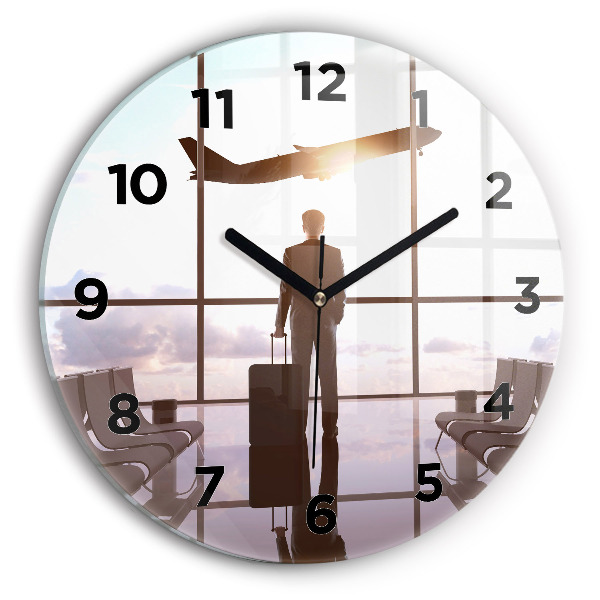 Horloge ronde 'Homme à l''aéroport'