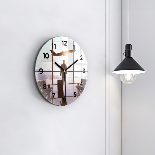 Horloge ronde 'Homme à l''aéroport'