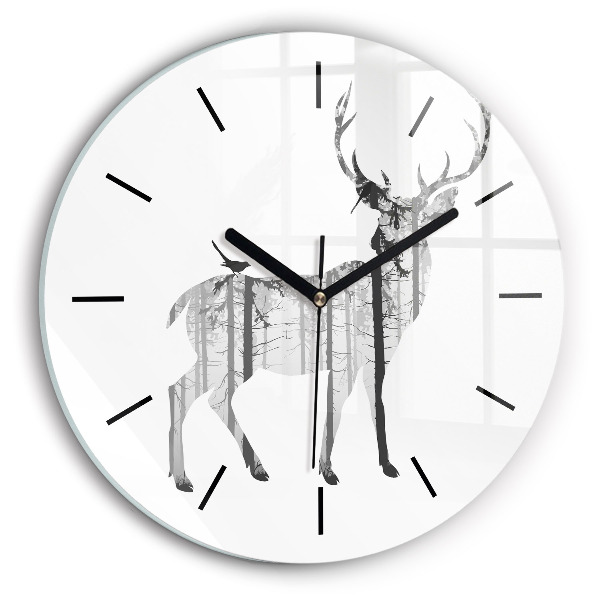 Horloge ronde 'Silhouette d''un cerf Forêt'