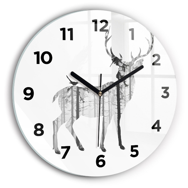 Horloge ronde 'Silhouette d''un cerf Forêt'