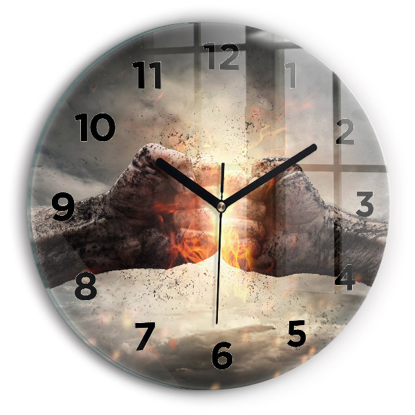 Pendule murale ronde Force et puissance des poings