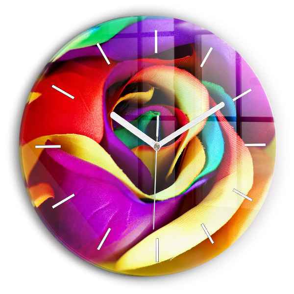 Pendule murale ronde Rose arc-en-ciel