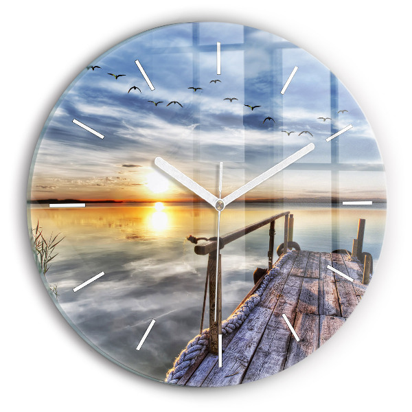 Pendule murale ronde Coucher de soleil sur le lac